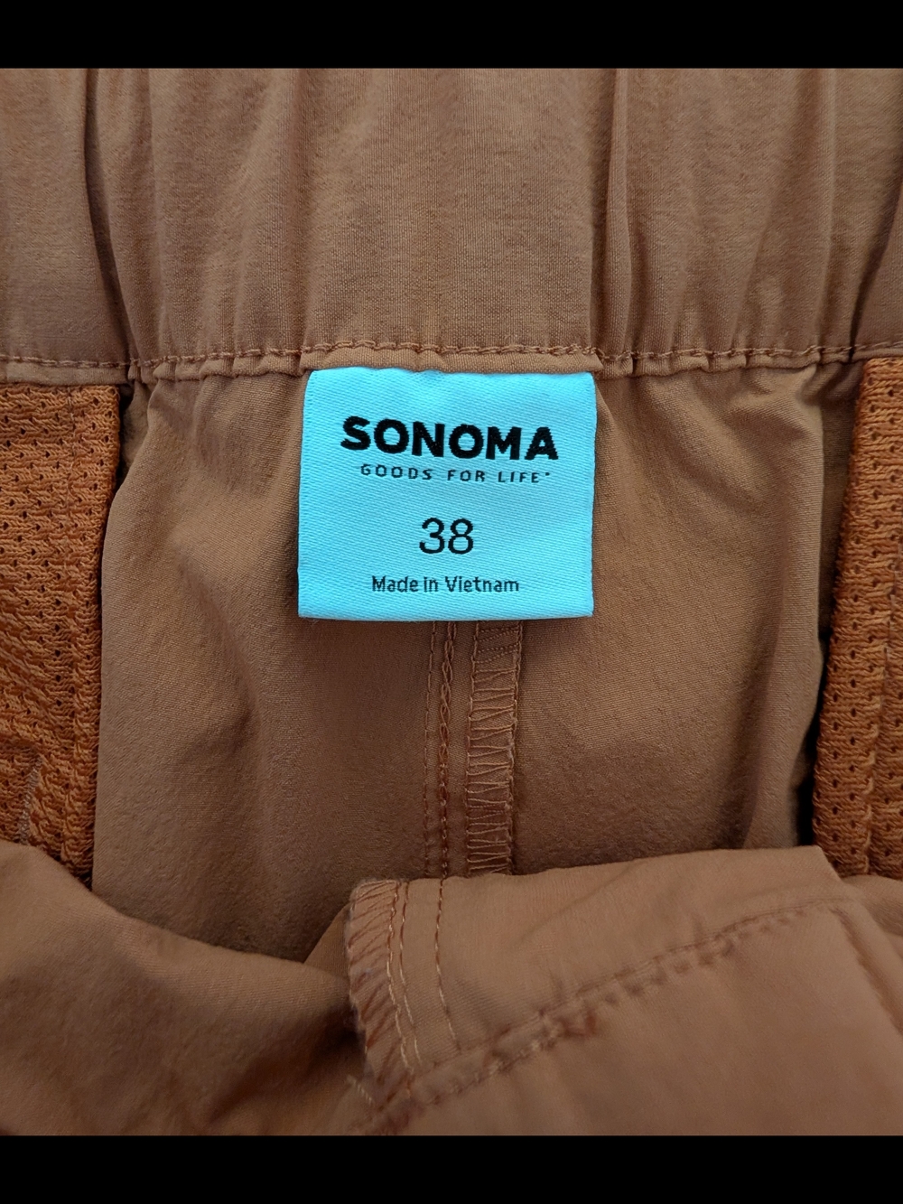 Sonoma Men's Orange Cargo Shorts with Black Webbing Belt - Picture 3 of 3